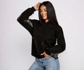 Sweat à capuche à franges en strass Glam